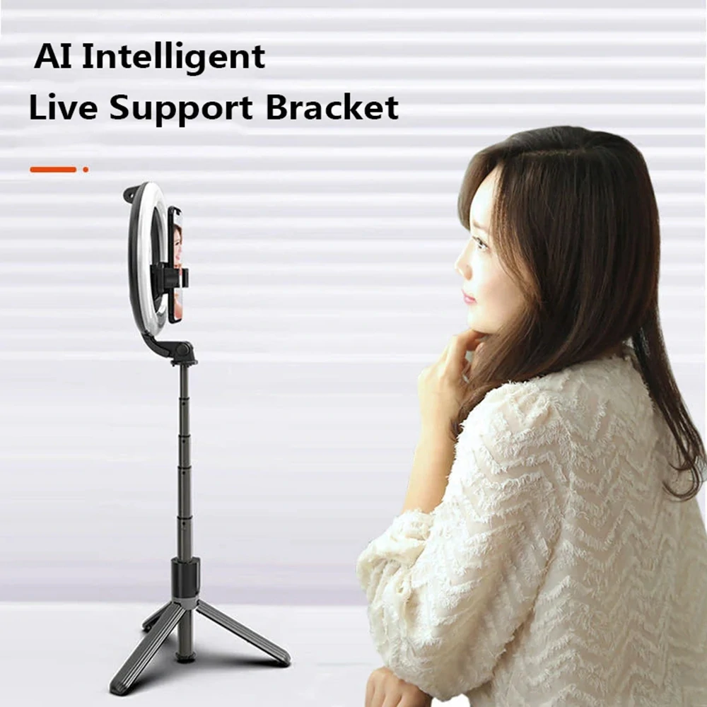 Selfie tyč Tripod Techsuit (L07) Bluetooth a osvětlením Beauty Ring, 90 cm - Černá