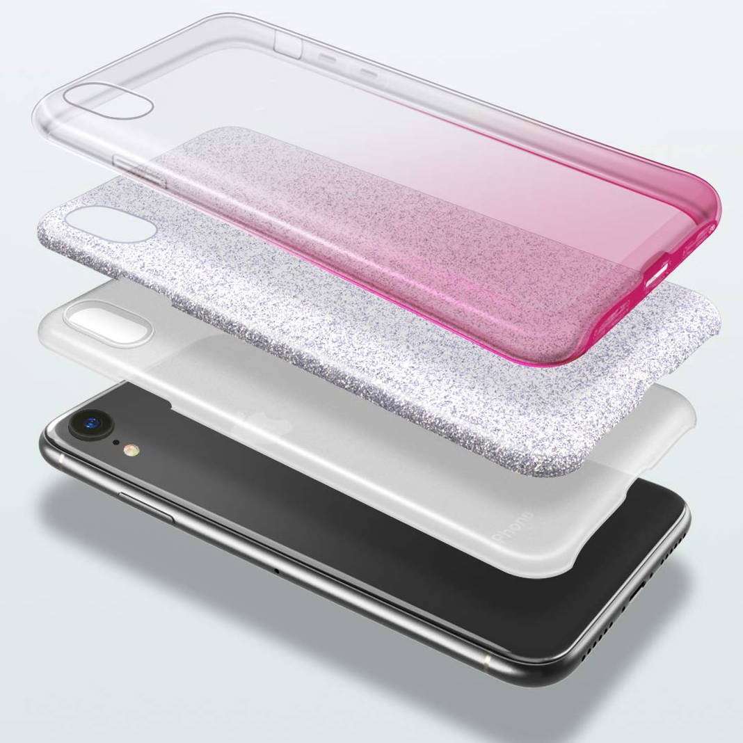 Kryt iPhone 12 mini třpytky stříbrná/růžová