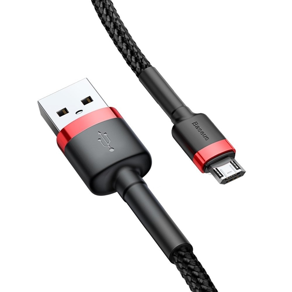 Datový kabel Micro USB Baseus - odolný nylonový kabel, 2,4A 1m, červený + černý
