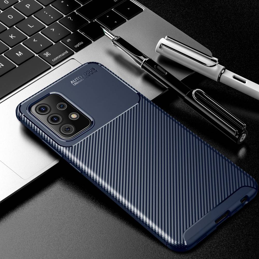 Kryt Samsung Galaxy A72 4G/5G Armored Carbon Fiber modrý