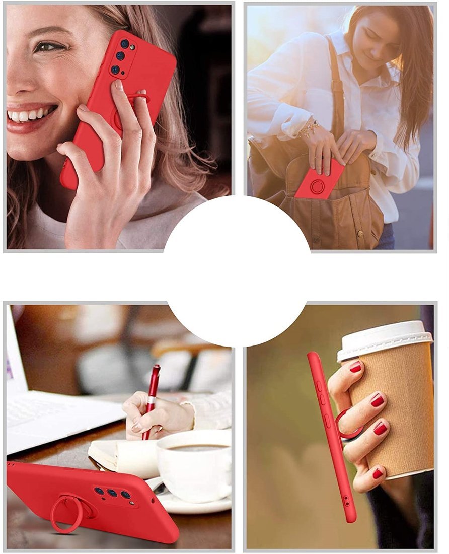 Kryt Xiaomi Redmi 9A / Redmi 9AT Silicone Ring Magnetic Stand červený