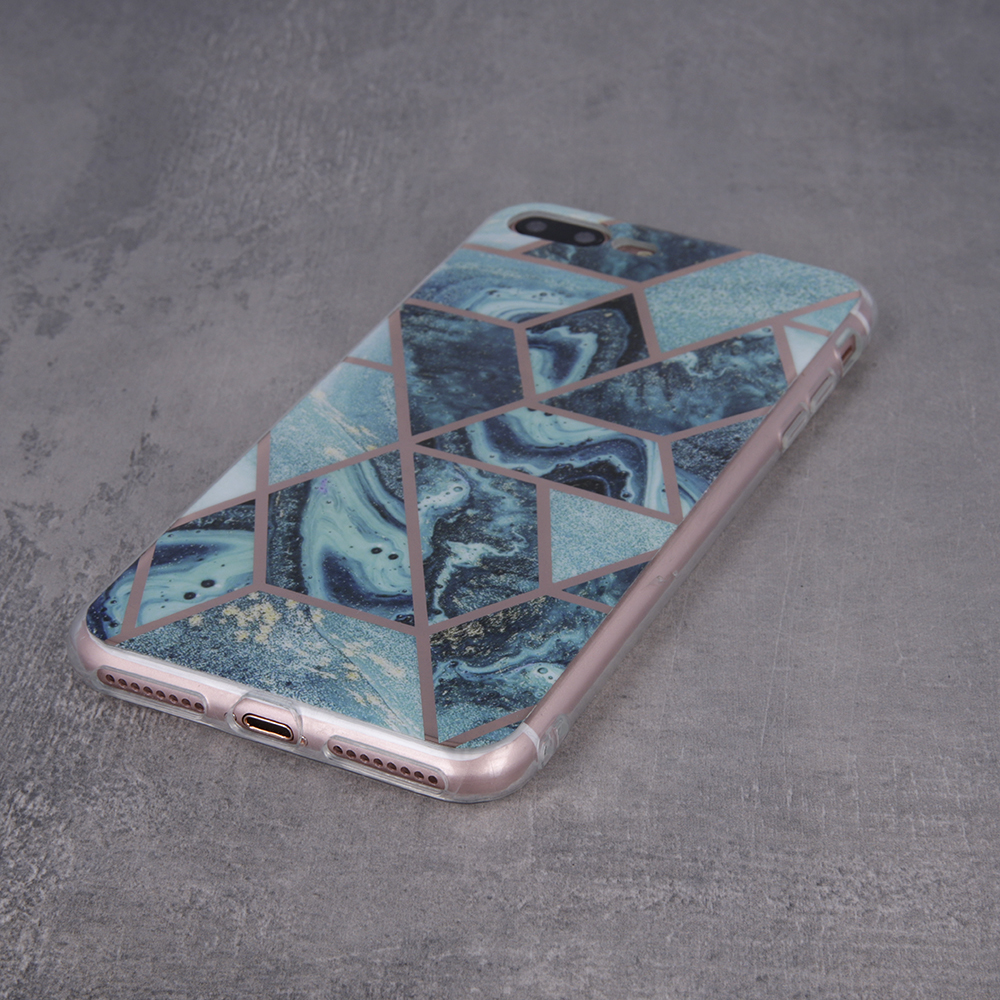 Kryt Samsung Galaxy A22 5G Silicone Geometric Marmur modrý