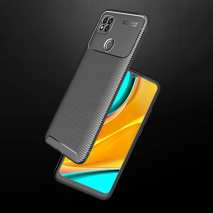 Kryt Xiaomi Redmi 9C case Armored Shockproof Carbon Fiber černý