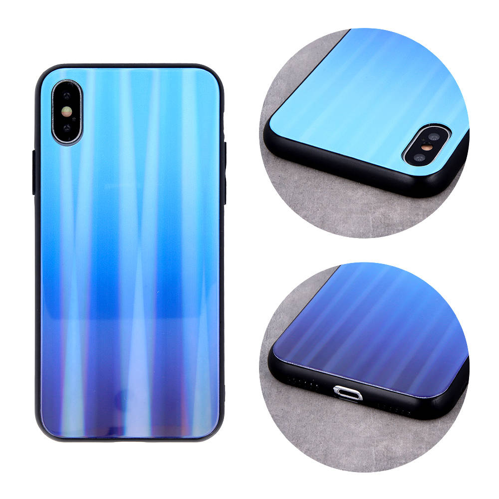 Pouzdro Samsung Galaxy A12 Glass Case Rainbow blue