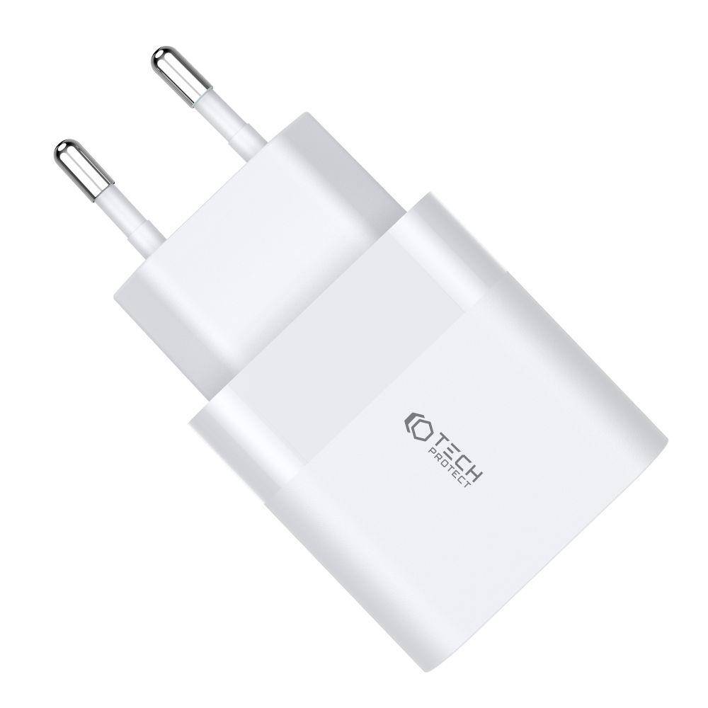 Nabíječka do sítě 30W USB QC3.0 + USB-C PD Tech-Protect C30W bílá