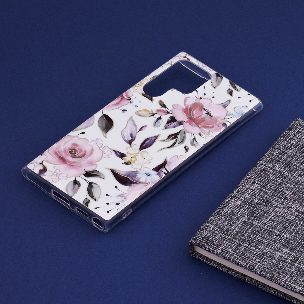Kryt Samsung Galaxy S22 Ultra Techsuit - Marble Series - Chloe White