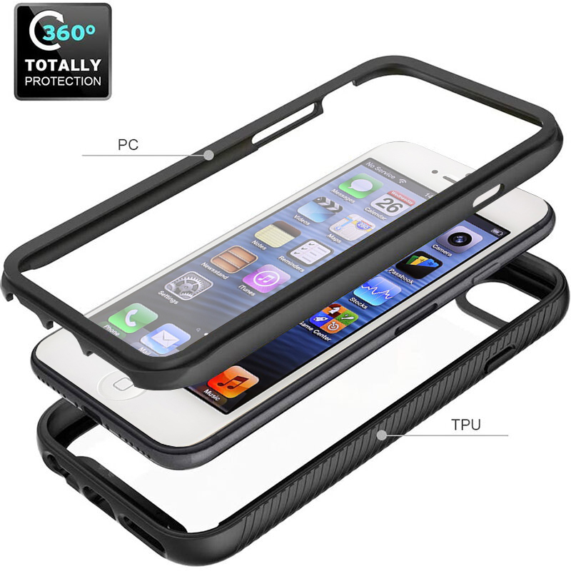 Pouzdro iPhone 5 / 5E / SE 2022 Techsuit - Defense360 Pro + ochrana obrazovky, černé