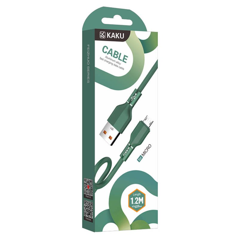 Datový kabel micro USB KAKU Aluminium Alloy Fast (KSC-452) 3,2A 1,2m - zelený