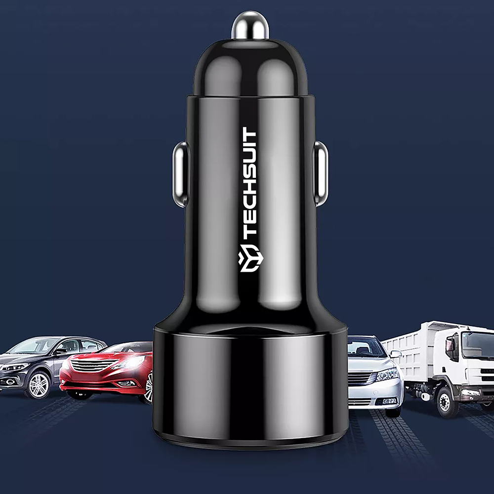 Nabíječka do auta Techsuit (CAPD028) - USB-A, QC 3.0 and USB-C, 38W - černá