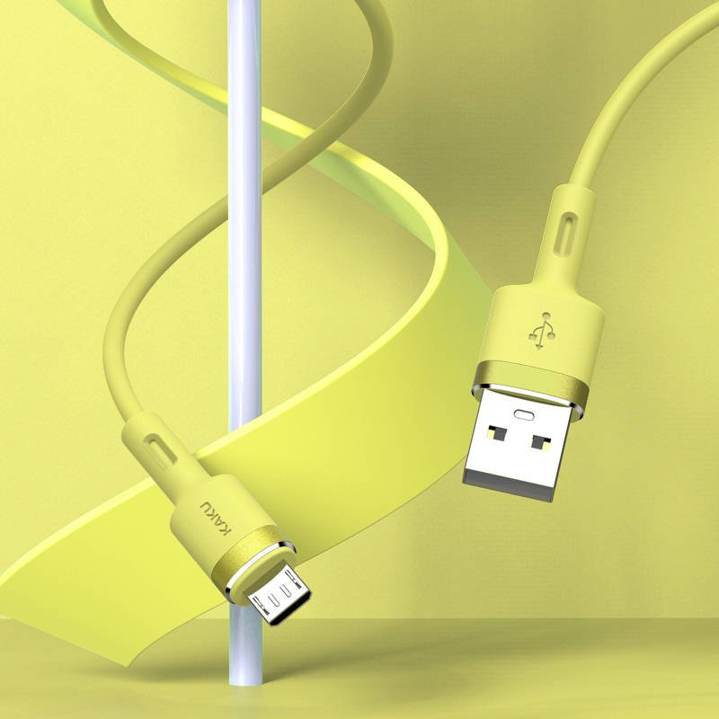 Datový kabel micro USB KAKU Skin Feel (KSC-420) 3,2A 1,2m - žlutý