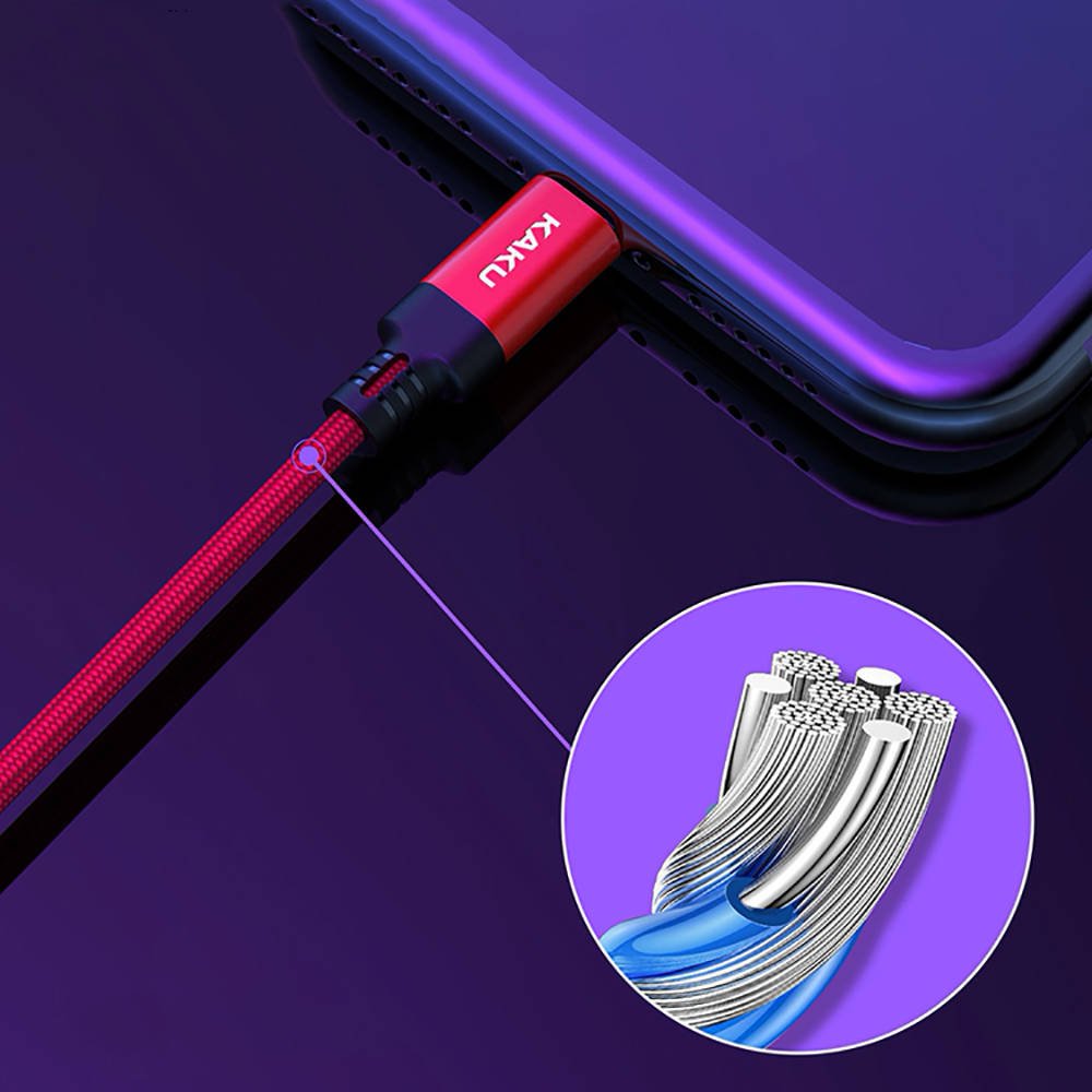 Datový kabel micro USB 2.8A 2m Fast Charging KAKU Kufeng (KSC-284) červený