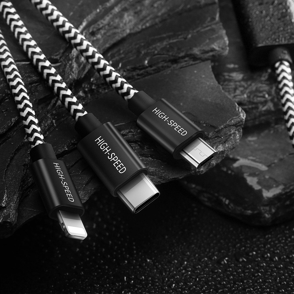 Datový kabel 3v1 2,4A 1,2m (USB to USB Type C + iPhone Lightning + Micro USB) DUX DUCIS USB K-ONE černý