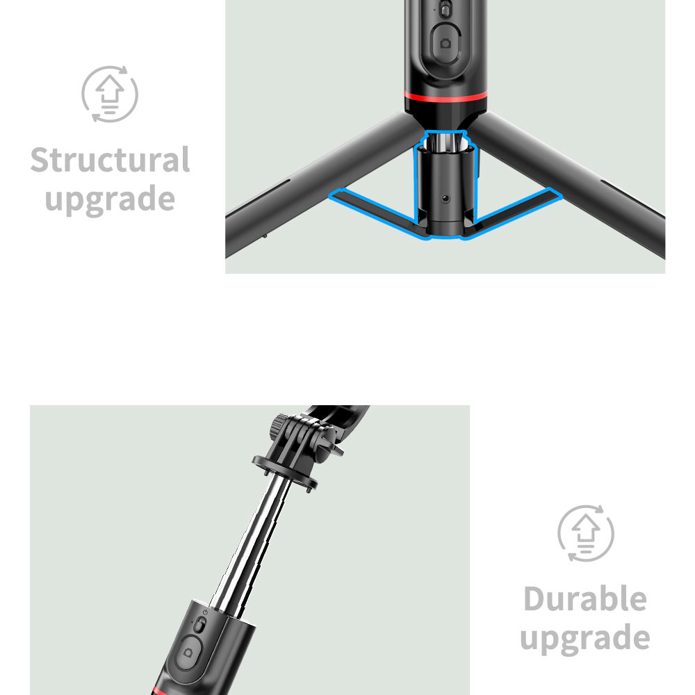 Selfie tyč Tripod Techsuit L13 Stabilní rozšiřitelný stativ s dálkovým ovládáním Bluetooth, 113 cm - černý