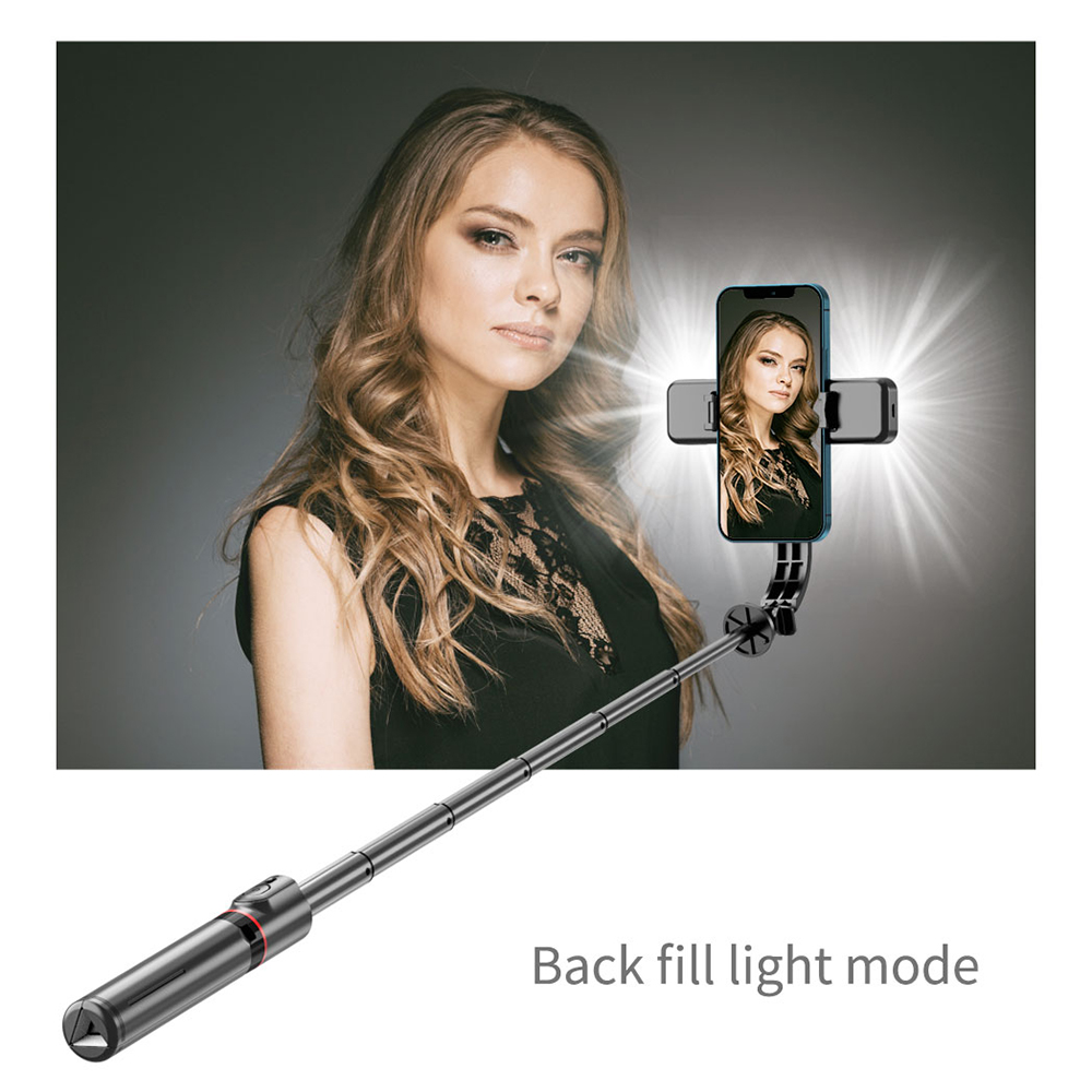 Selfie tyč Tripod Techsuit L12D  Stabilní stativ s dálkovým ovládáním Bluetooth, 2x odnímatelné LED světlo, 108 cm - černý