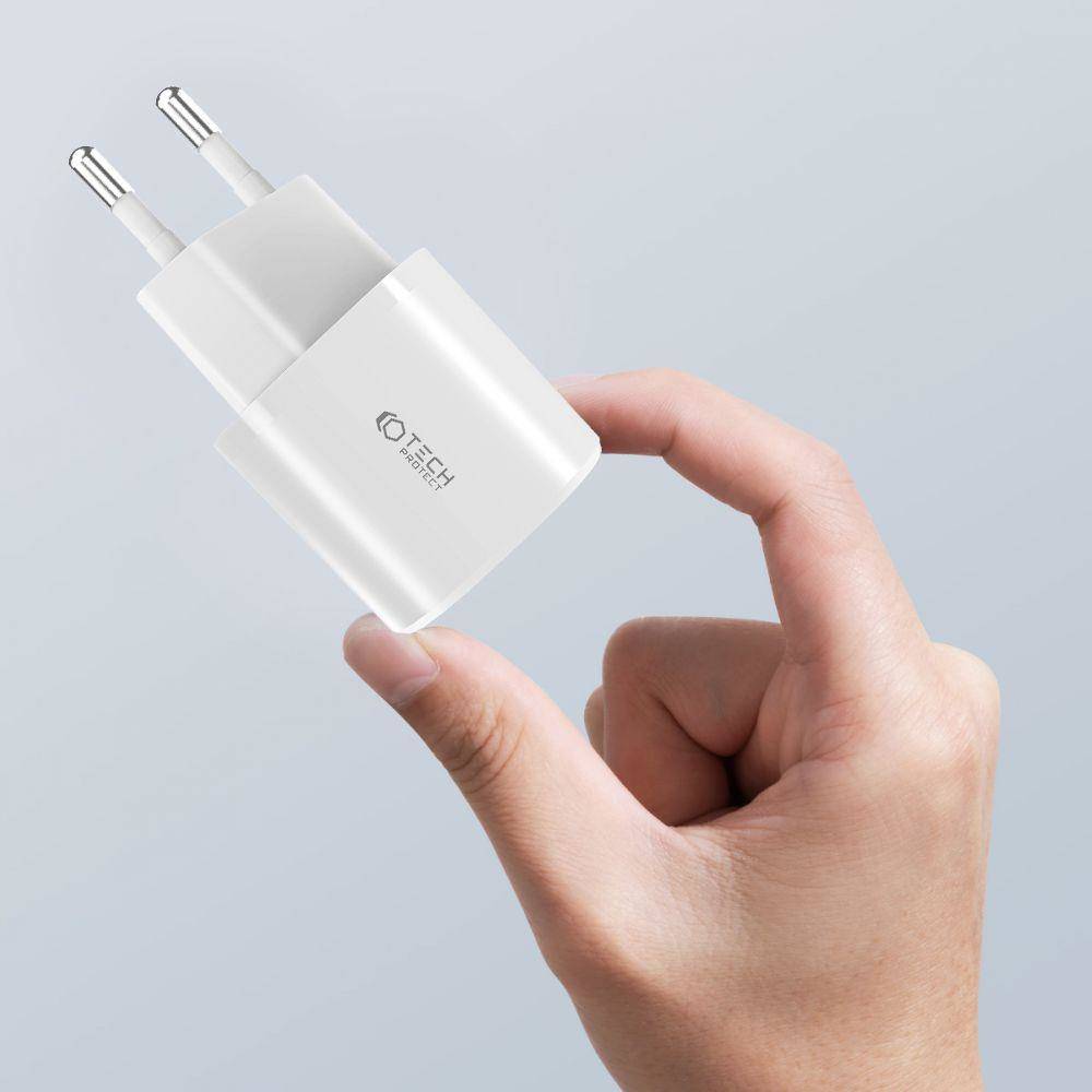 Nabíječka do sítě 20W USB QC3.0 + USB-C PD Tech-Protect C20W Mini bílá