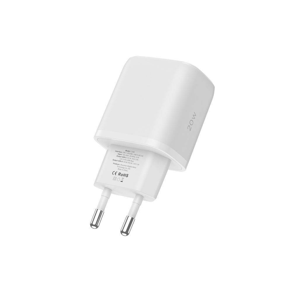 Nabíječka do sítě 20W USB QC3.0 + USB-C PD Tech-Protect C20W bílá