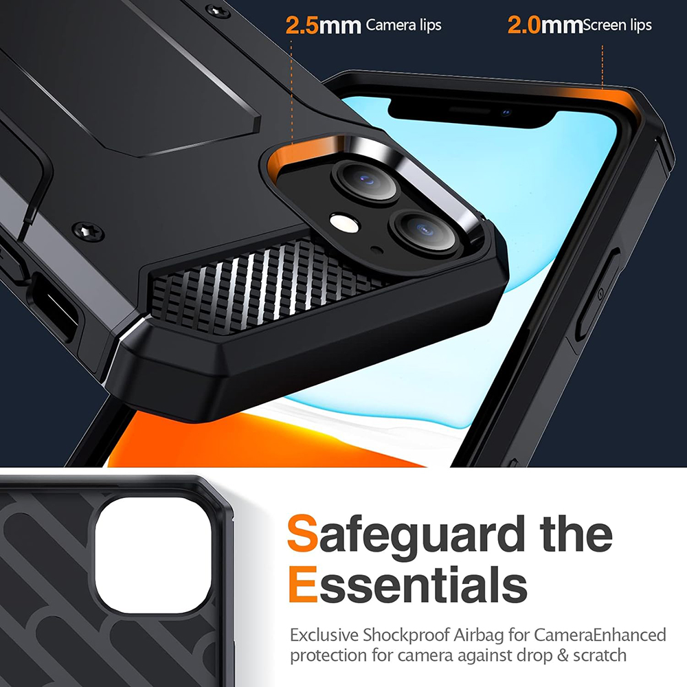 Kryt iPhone 12 /12 Pro, Techsuit - Hybrid Armor Kickstand , černý