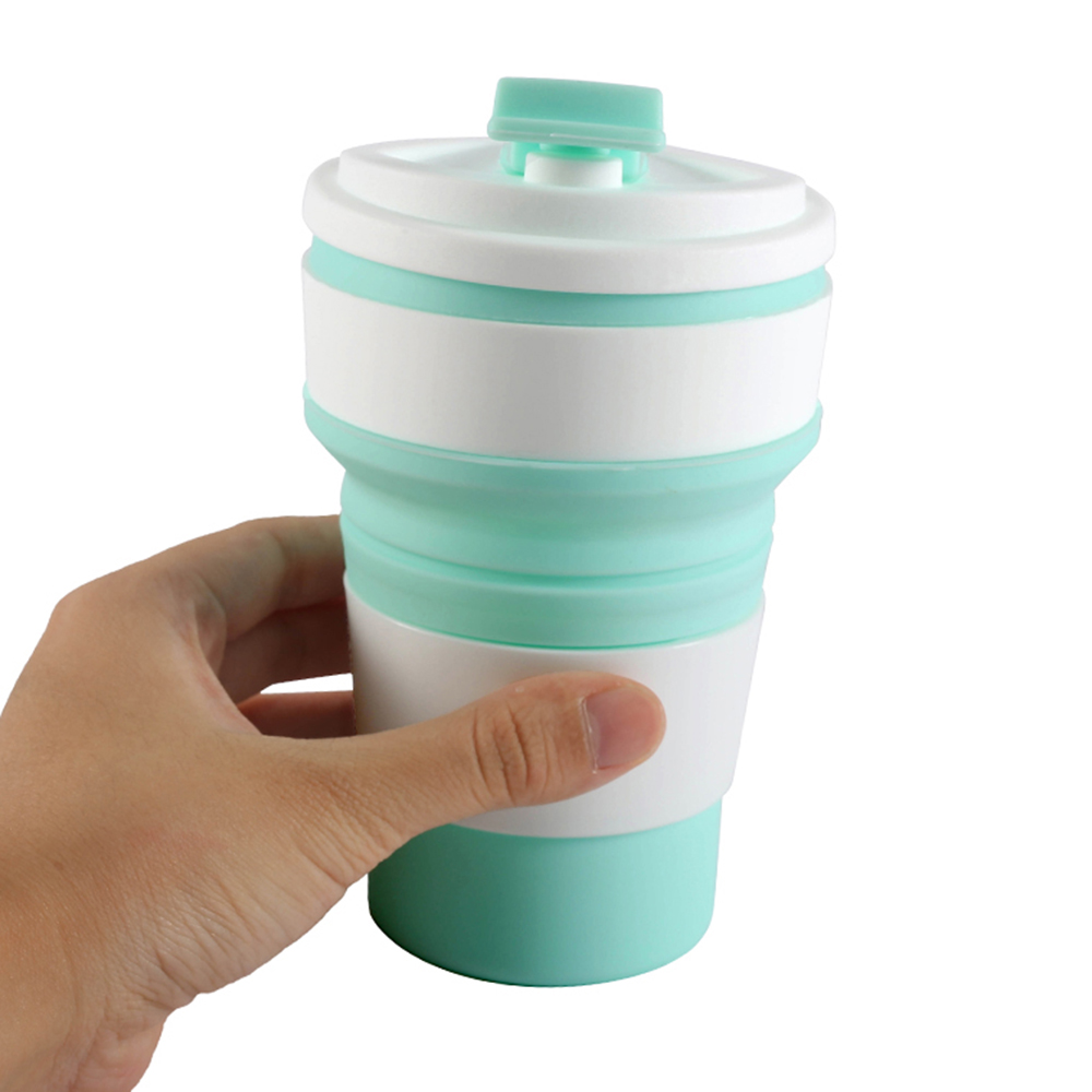 Skládací hrnek se silikonovým víčkem 350 ml růžový