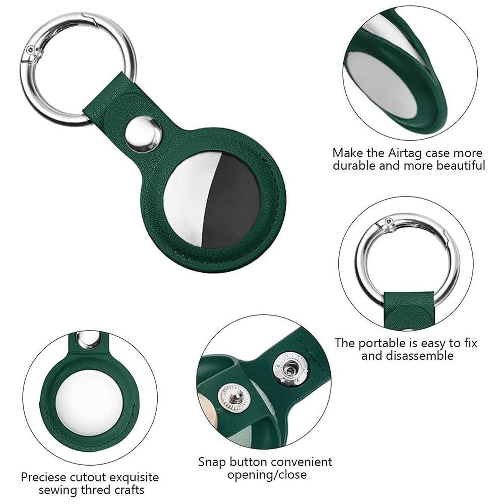 Pouzdro pro APPLE AIRTAG Techsuit (SLH1), kožené zelené