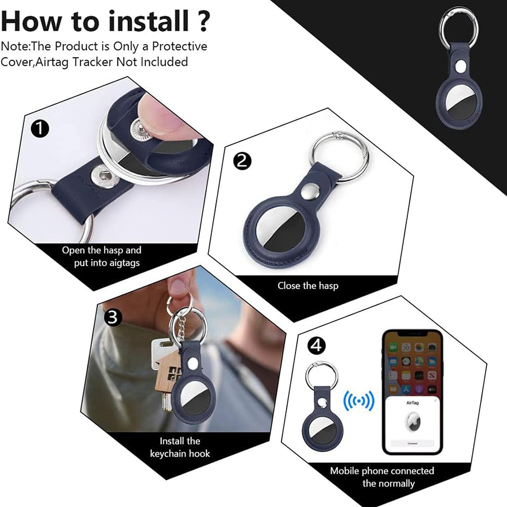 Pouzdro pro APPLE AIRTAG Techsuit (SLH1), kožené modré