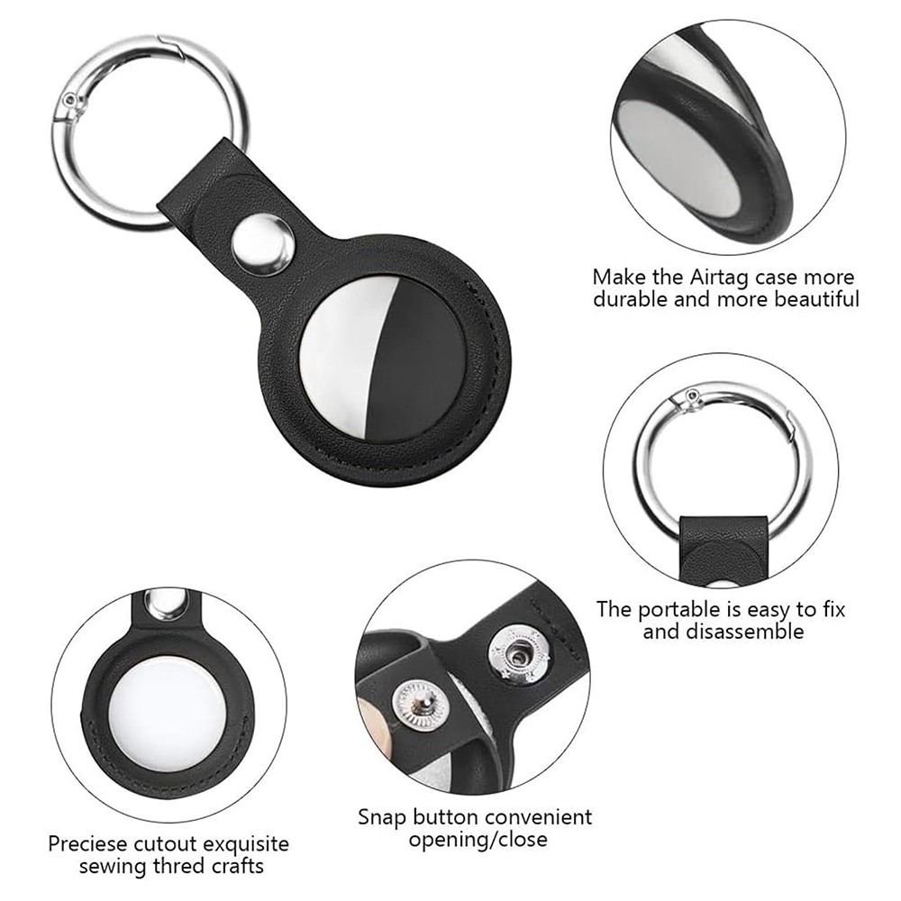 Pouzdro pro APPLE AIRTAG Techsuit (SLH1), kožené černé
