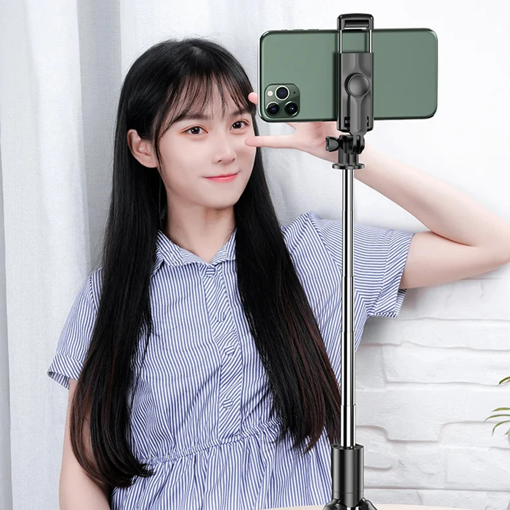 Selfie tyč Tripod Techsuit (S03) – stabilní a kompaktní držák na stativ s dálkovým ovládáním Bluetooth, 68 cm – černý