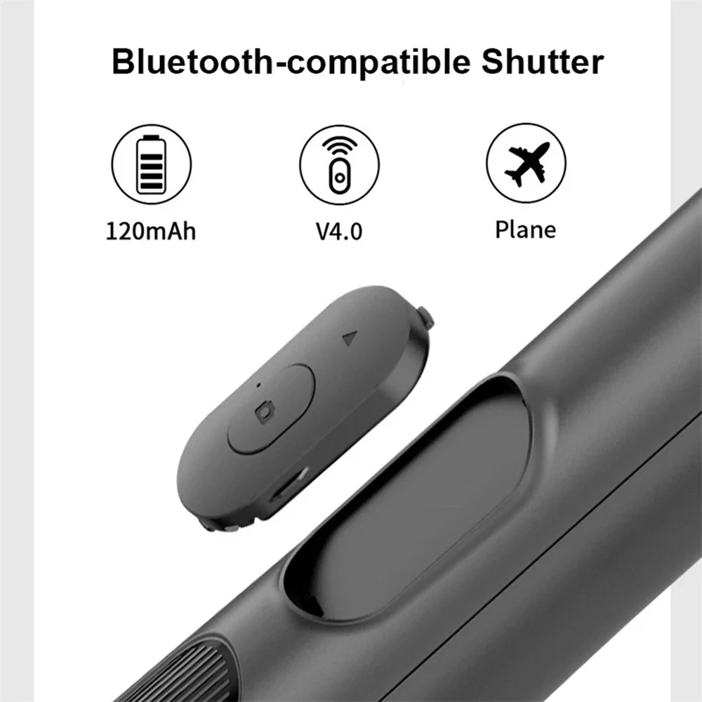 Selfie tyč Tripod Techsuit (Q05) - Stabilní stativ s dálkovým ovládáním Bluetooth, otáčení o 360, nerezová ocel, 158 cm - černá