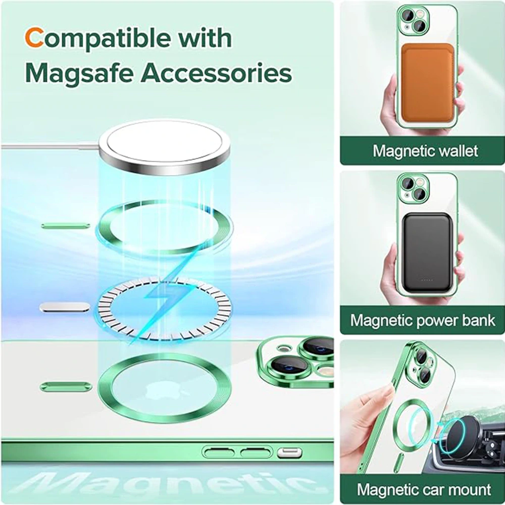 Kryt iPhone 17 Pro Techsuit Luxury Crystal MagSafe - světle zelený