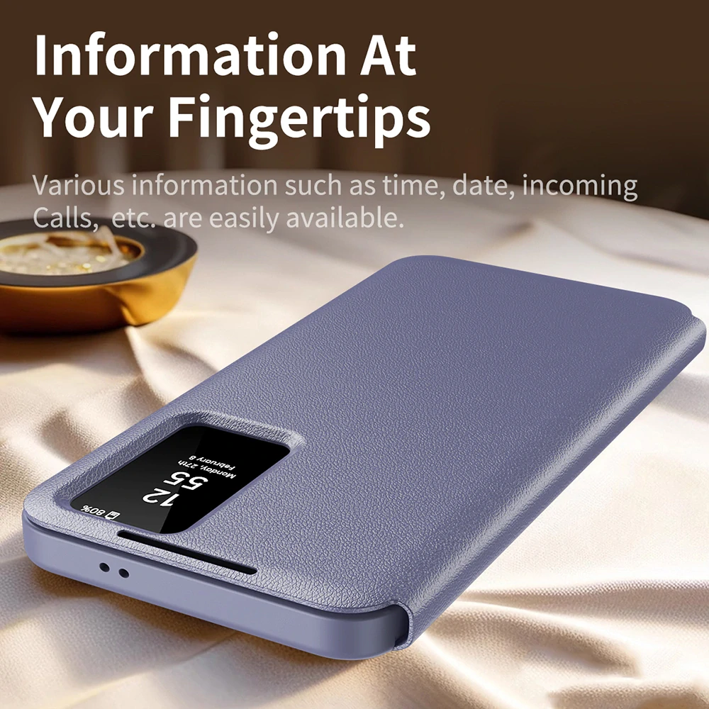 Pouzdro Samsung Galaxy A56 5G Smart View Techsuit, fialové