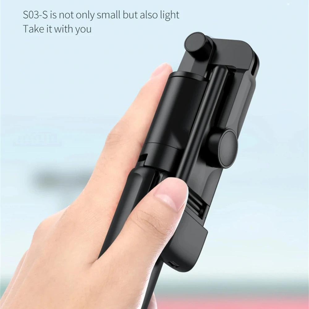 Selfie tyč Tripod Techsuit S03-S dálkové ovládání, LED světlo, 67 cm - Černá