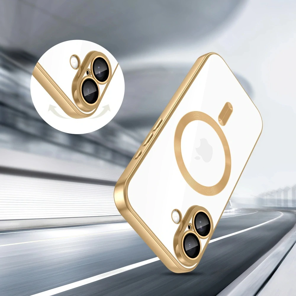 Kryt iPhone 17 Techsuit Luxury Crystal MagSafe - zlatý
