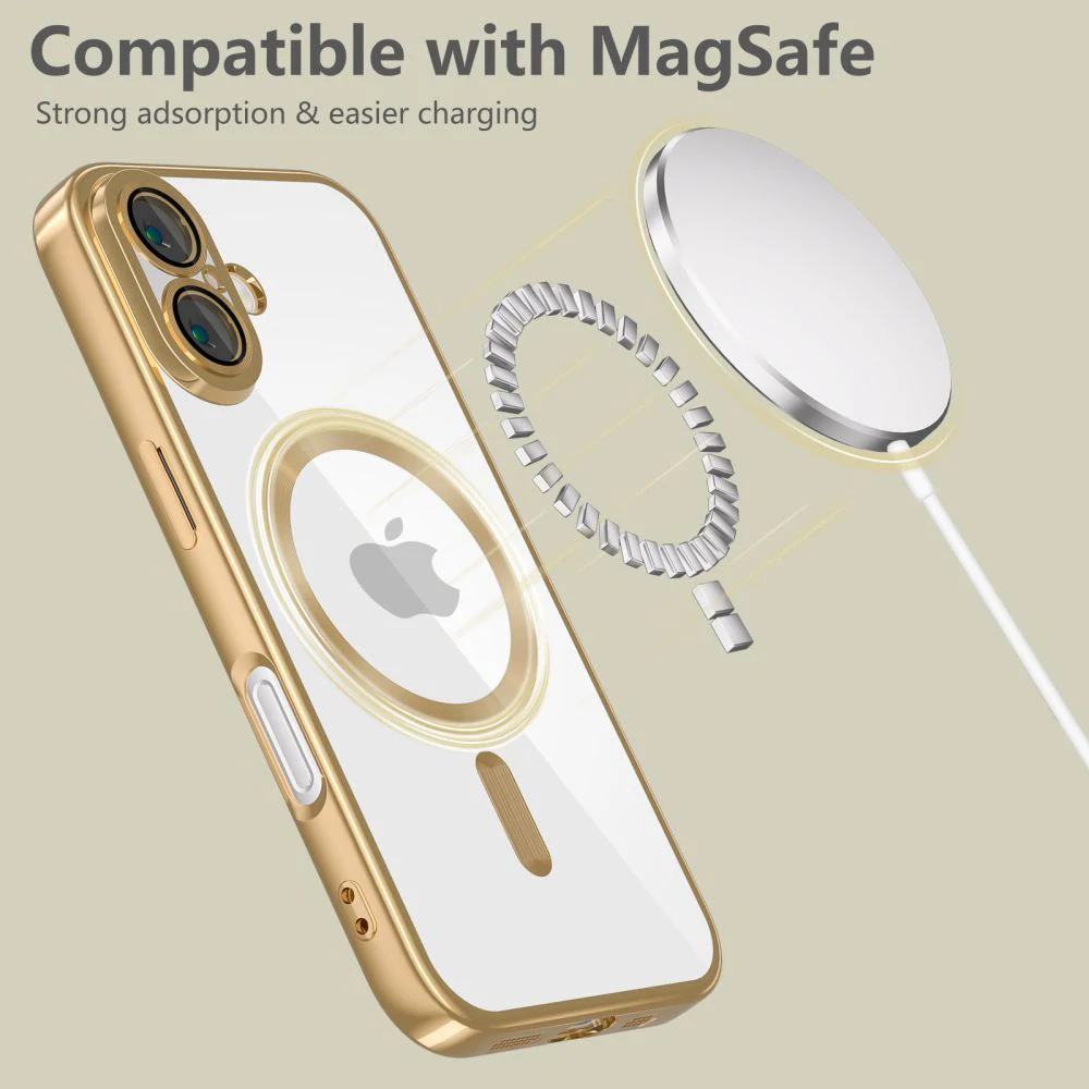 Kryt iPhone 16e Techsuit Luxury Crystal MagSafe - zlatý