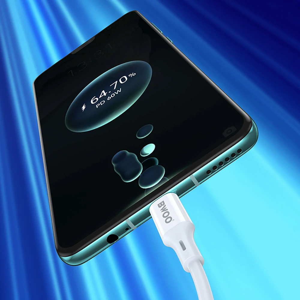 Datový kabel BWOO USB-C - USB-C 1m 60W ABS + TPE X282 C-C, bílý