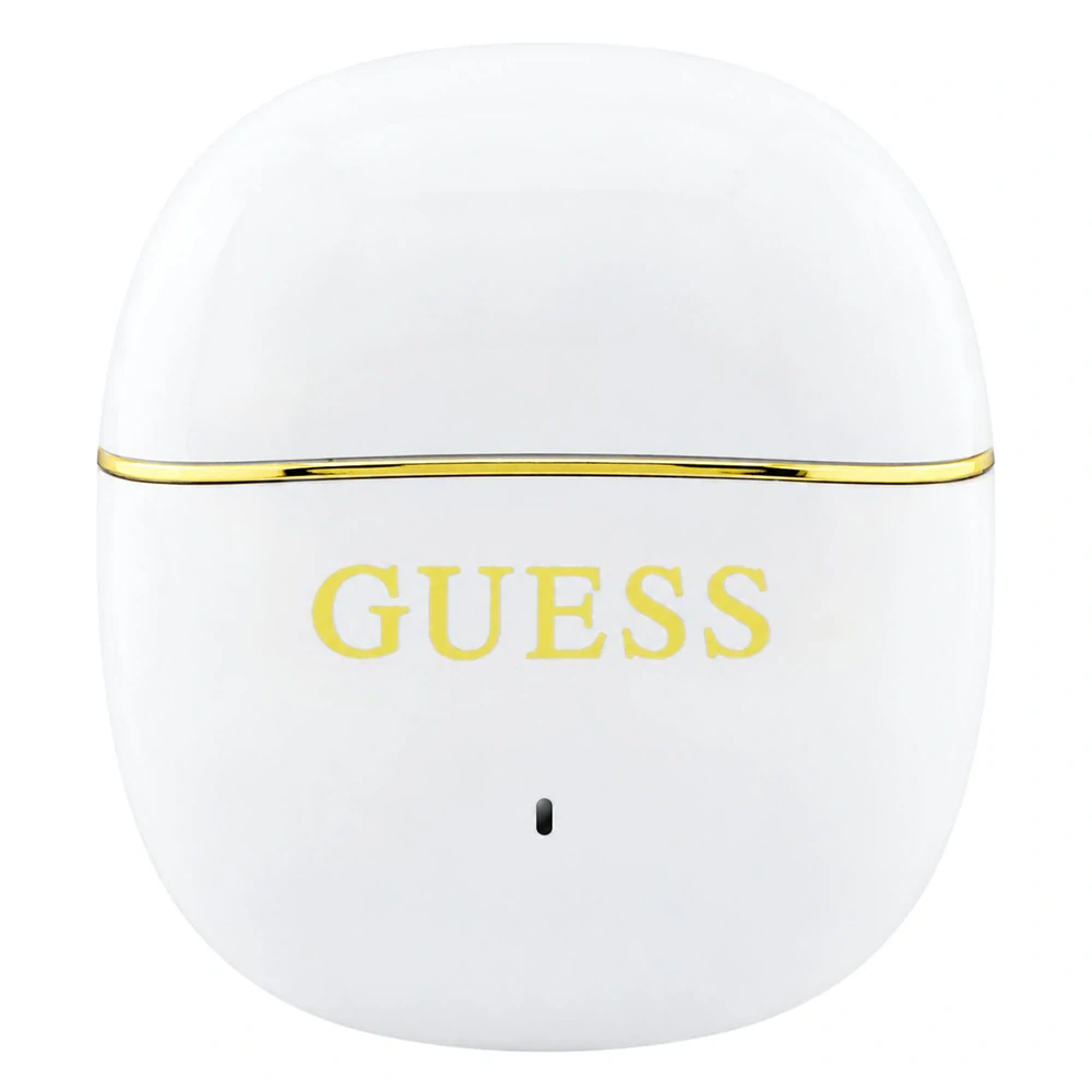 Bezdrátová sluchátka Guess Glossy Gold Line Classic half-in-ear s Bluetooth - bílá