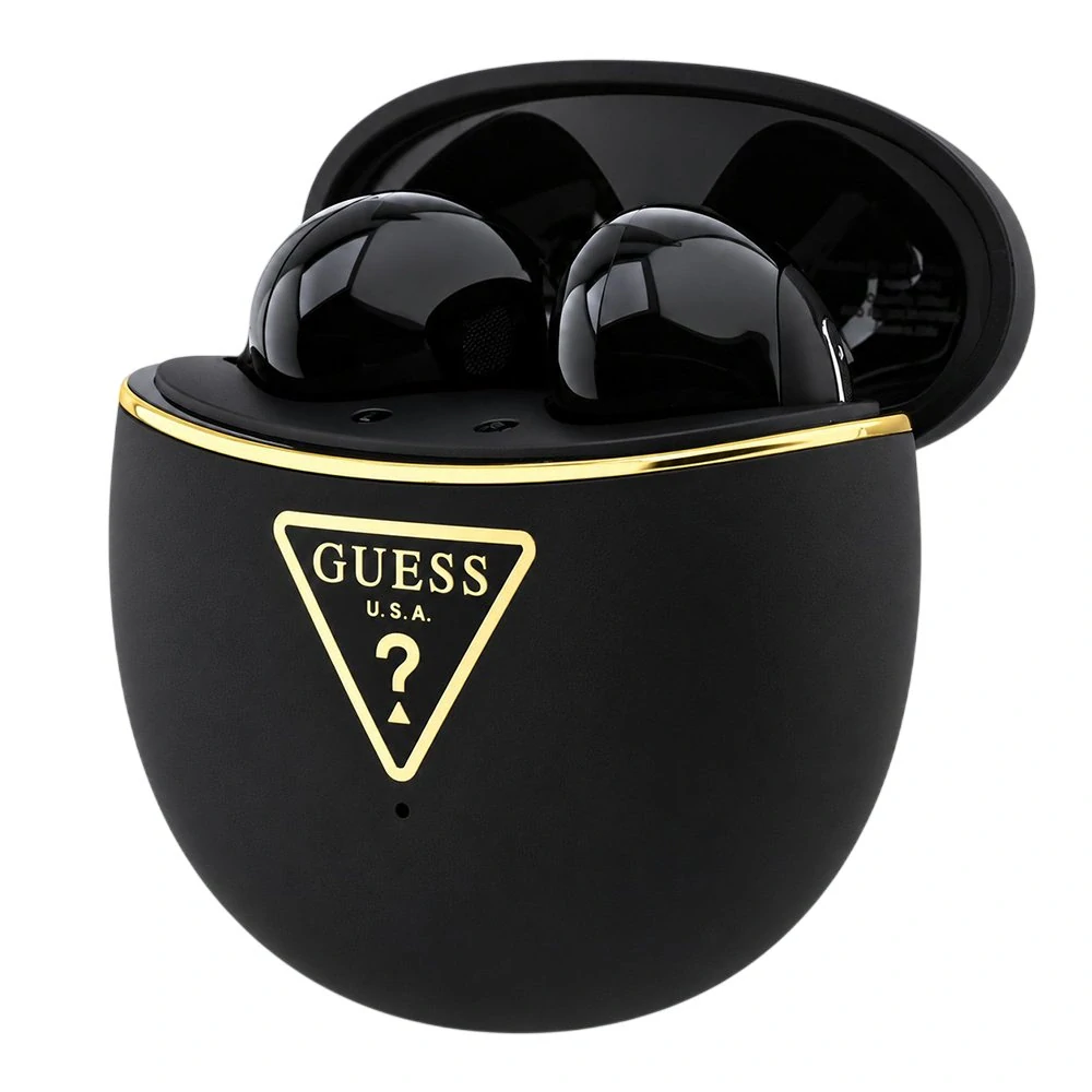Bezdrátová sluchátka Guess Script Print (GUTWSA15HETK) Bluetooth - Černá