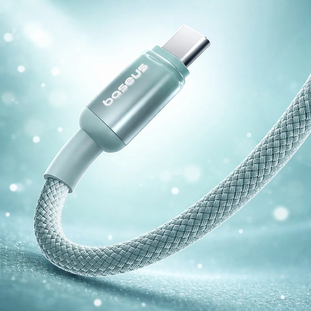 Datový kabel Baseus Discolor (E0420700) - USB-C na USB-C, 100W, 480Mbps, 1m - modrá/zelená