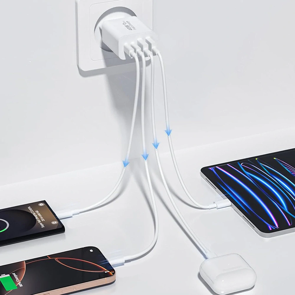 Nabíječka do sítě Techsuit PowerXQuad (CH4) 40W - bílá