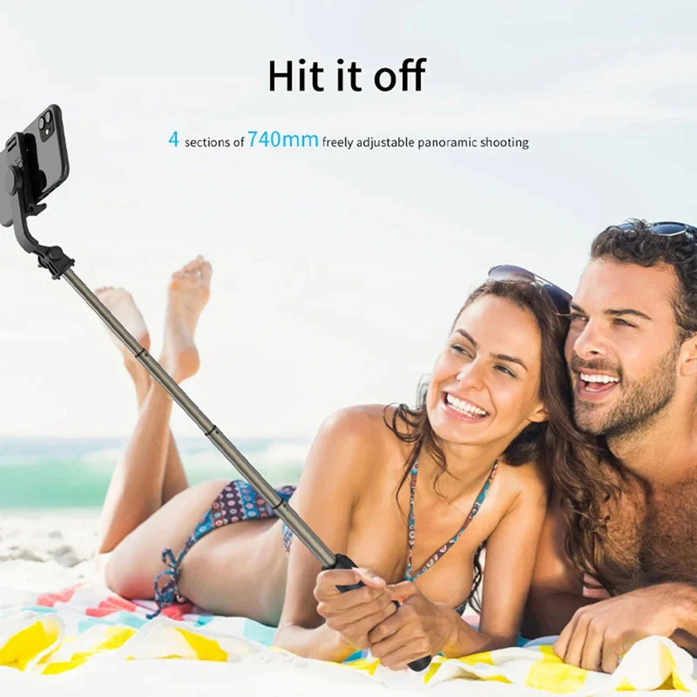 Selfie tyč Tripod Techsuit (Q03) Bluetooth, hliníková slitina, rotace o 360°, 74 cm – černý