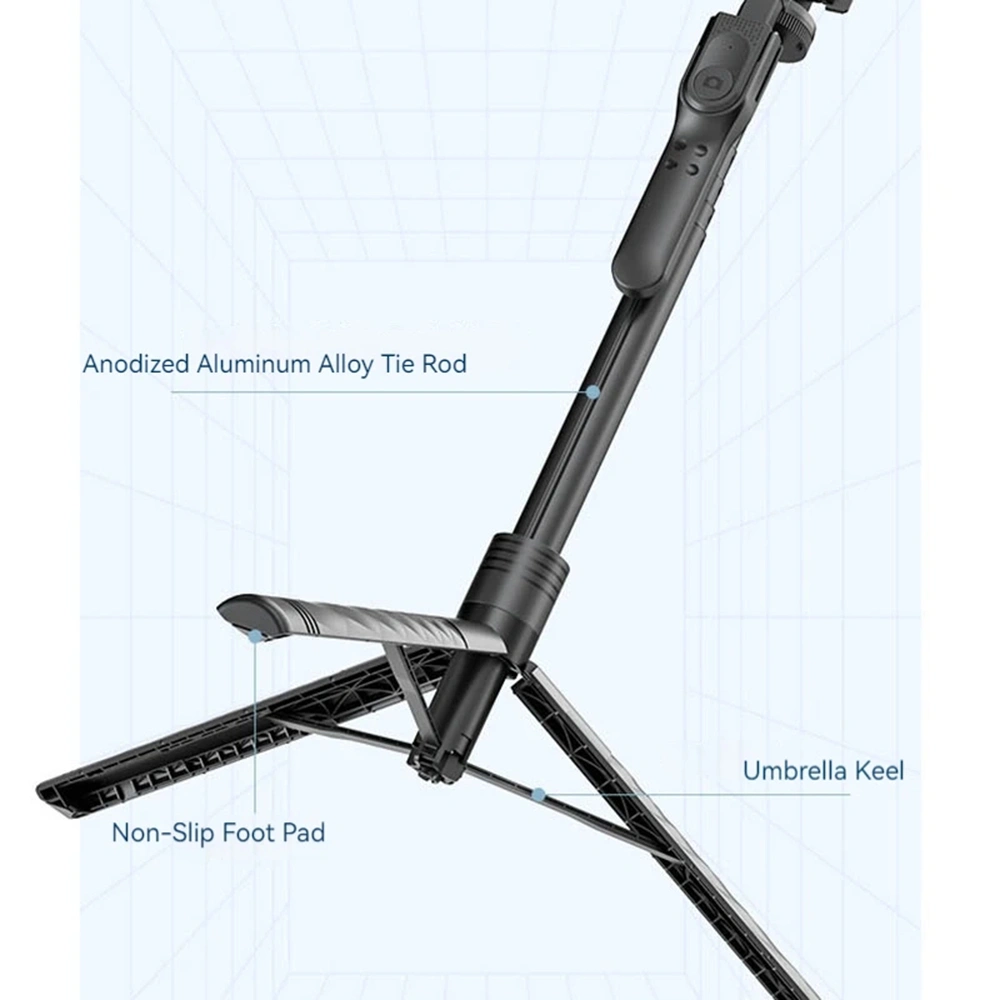 Selfie tyč Tripod Techsuit (K28) Bluetooth, 175 cm – černý