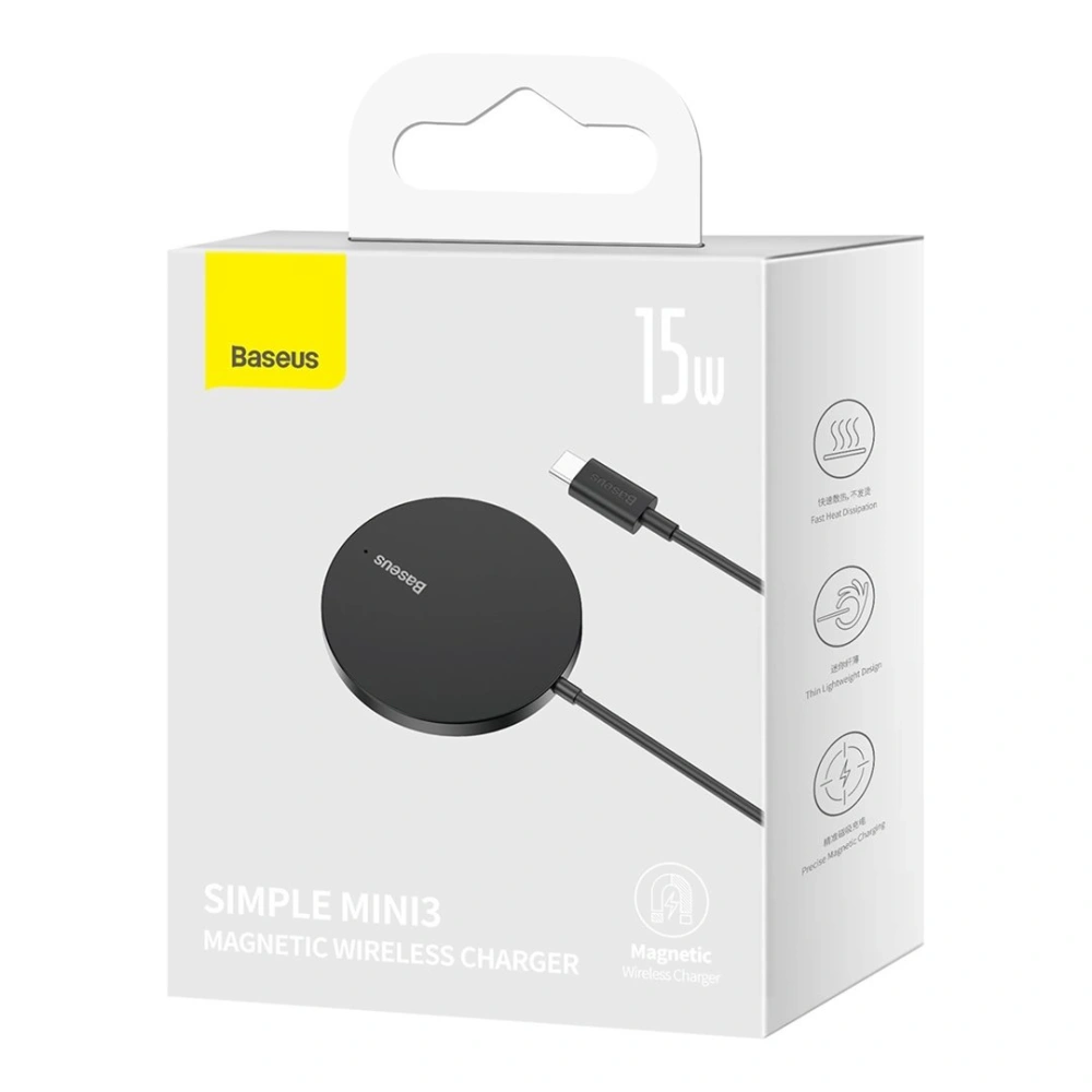 Bezdrátová nabíječka Baseus Simple Mini3 15W USB-C černá