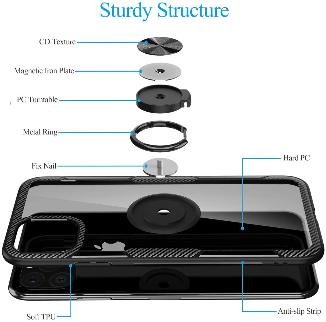 Kryt IPHONE 12 PRO MAX case Clear Carbon Ring black