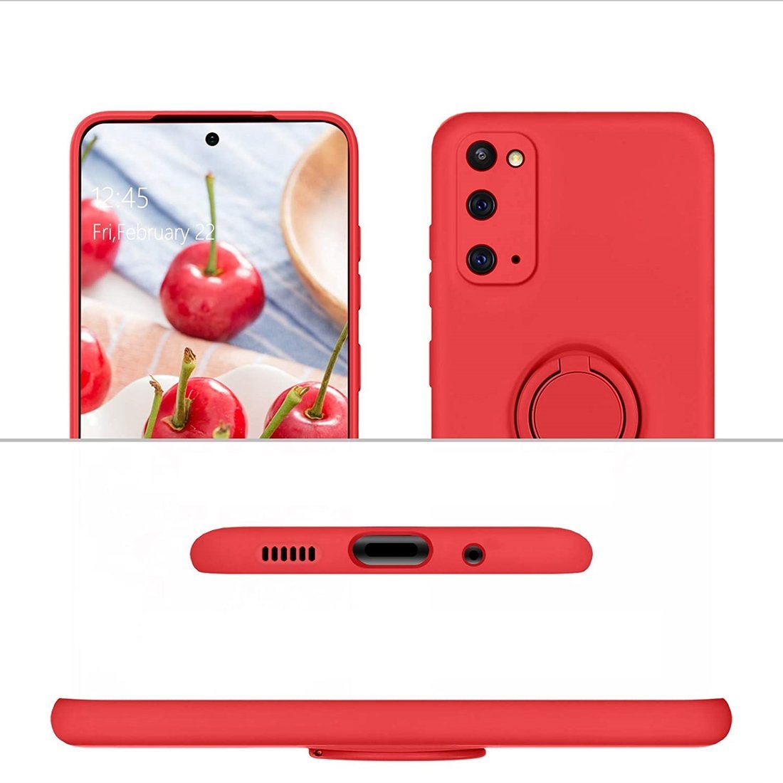 Kryt Xiaomi Redmi 9 Silicone Ring Magnetic Stand červený