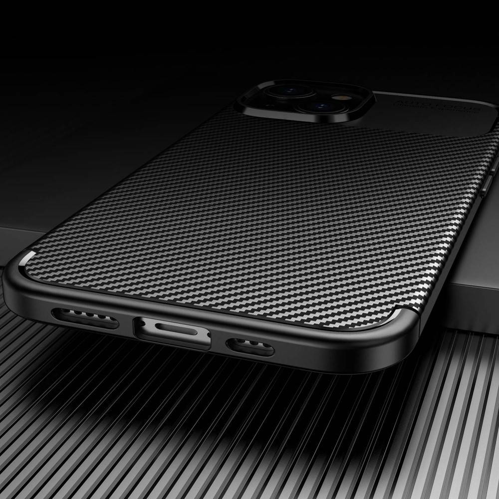 Kryt iPhone 14 Armored Shockproof Carbon Fiber černý
