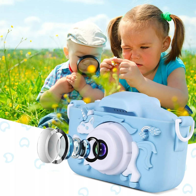 Dětský digitální fotoaparát FullHD X5 jednorožec, modrý