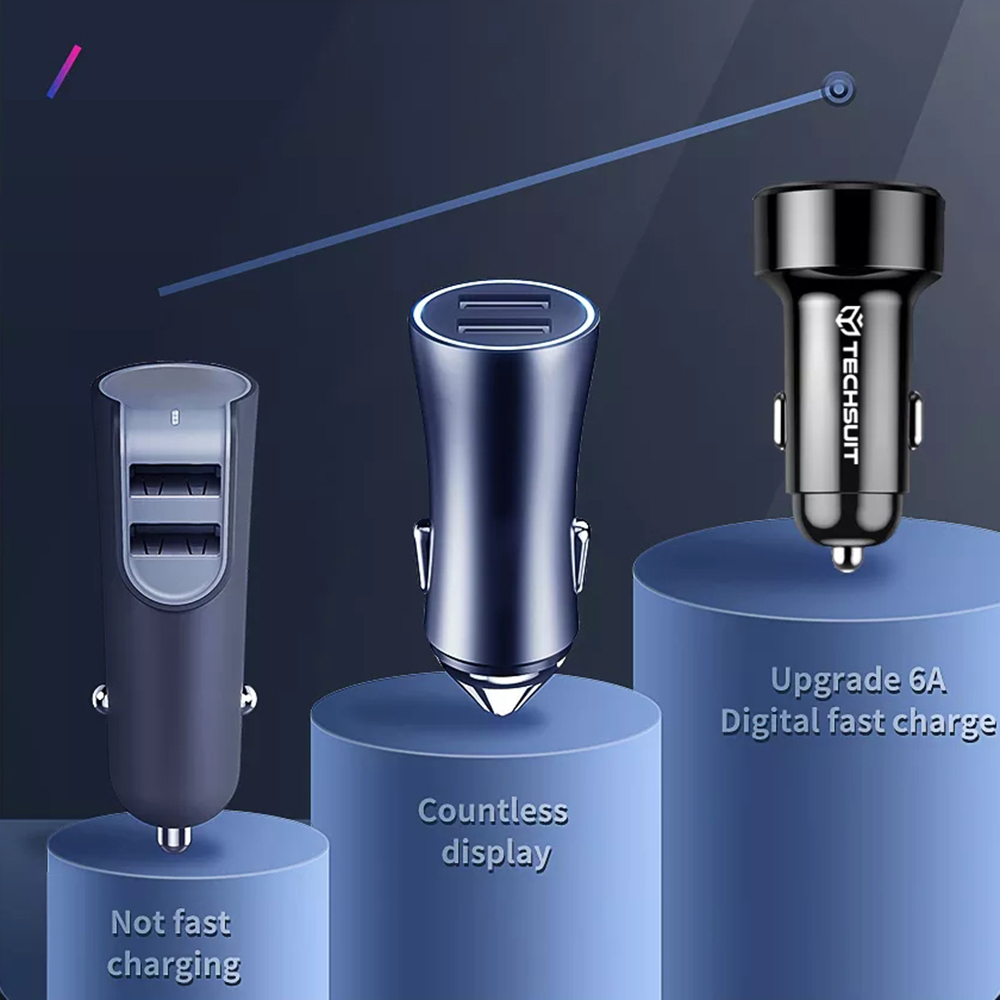 Nabíječka do auta Techsuit (CAPD028) - USB-A, QC 3.0 and USB-C, 38W - černá