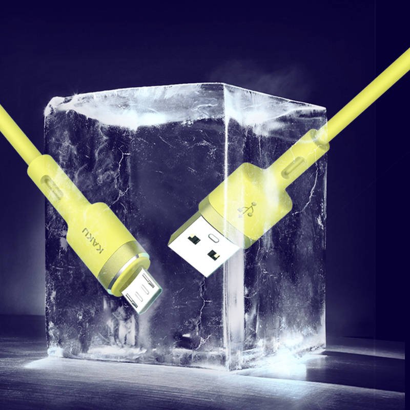 Datový kabel micro USB KAKU Skin Feel (KSC-420) 3,2A 1,2m - žlutý