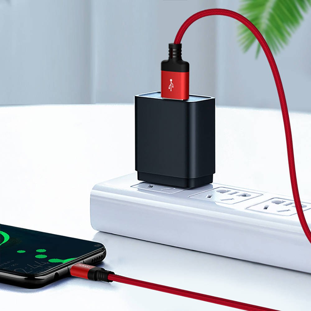 Datový kabel micro USB 2.8A 2m Fast Charging KAKU Kufeng (KSC-284) červený