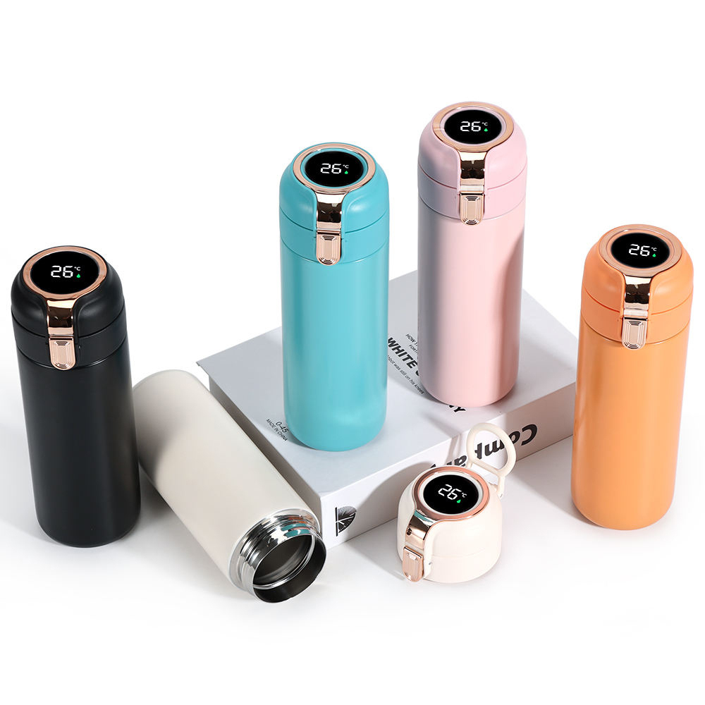 Termoska Techsuit (THM1) - digitální displej pro indikaci teploty, nerezová ocel, 400ml - růžová