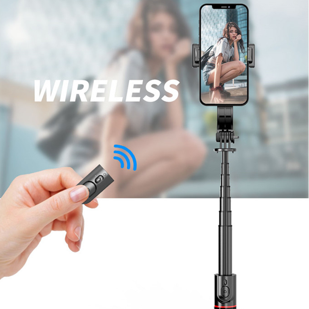 Selfie tyč Tripod Techsuit L12 Stabilní hliníkový stativ skládací a přenosný s bezdrátovým dálkovým ovládáním, 106 cm - Černý