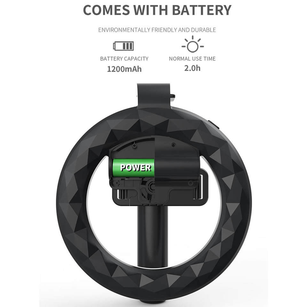 Selfie tyč Tripod Techsuit Q07 Stabilní stativ se selfie prstencovým světlem, dálkovým ovládáním Bluetooth, 80 cm – černý
